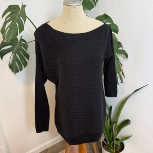 White House Black Market Ribbed Cashmere Blend Sweater S Black Excellent Womens‎